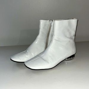 Jeffrey Campbell | Boots | Square Toe White leather Ankle Booties | Women 6
